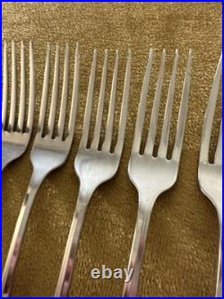 (6) Dinner Forks Oneida Community ROYAL FLUTE Stainless Flatware Glossy