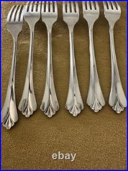 (6) Dinner Forks Oneida Community ROYAL FLUTE Stainless Flatware Glossy