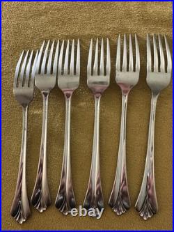 (6) Dinner Forks Oneida Community ROYAL FLUTE Stainless Flatware Glossy