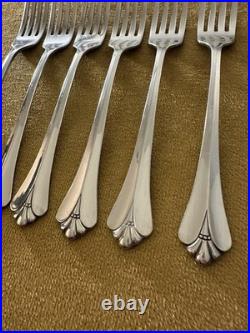(6) Dinner Forks Oneida Community ROYAL FLUTE Stainless Flatware Glossy MINT