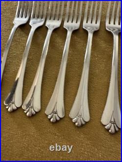 (6) Dinner Forks Oneida Community ROYAL FLUTE Stainless Flatware Glossy MINT