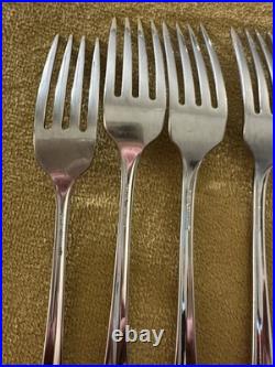 (6) Dinner Forks Oneida Community ROYAL FLUTE Stainless Flatware Glossy MINT