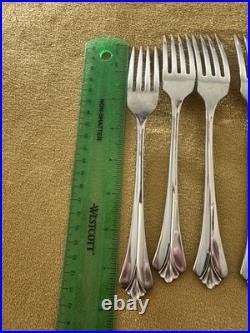 (6) Dinner Forks Oneida Community ROYAL FLUTE Stainless Flatware Glossy MINT