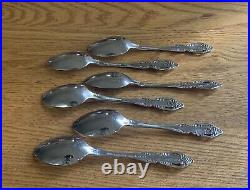6 Oneida Community BRAHMS Stainless Flatware Glossy Dinner Spoons (teaspoon)