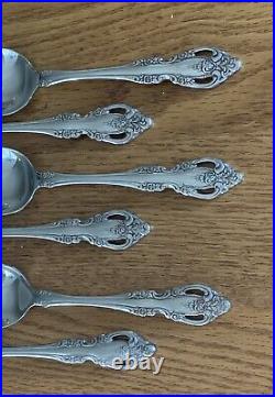 6 Oneida Community BRAHMS Stainless Flatware Glossy Dinner Spoons (teaspoon)