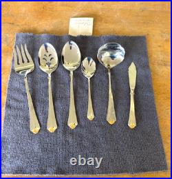 6 Pc Oneida GOLDEN JUILLIARD Cube Mark 18/10 Stainless Serving Set Spoons Fork +