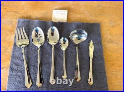6 Pc Oneida GOLDEN JUILLIARD Cube Mark 18/10 Stainless Serving Set Spoons Fork +