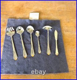 6 Pc Oneida GOLDEN JUILLIARD Cube Mark 18/10 Stainless Serving Set Spoons Fork +