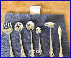 6 Pc Oneida GOLDEN JUILLIARD Cube Mark 18/10 Stainless Serving Set Spoons Fork +