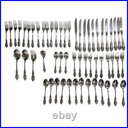 61 Piece Set Oneida Renoir Pembrook Stainless Flatware Floral + Serving Pieces