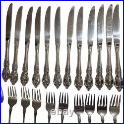 61 Piece Set Oneida Renoir Pembrook Stainless Flatware Floral + Serving Pieces