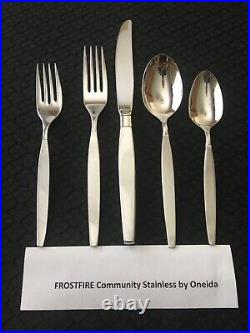 63 Pcs! Serves 9 Frostfire Oneida Community Stainless with8 Hostess 18 Teaspoons