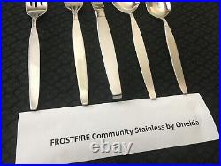 63 Pcs! Serves 9 Frostfire Oneida Community Stainless with8 Hostess 18 Teaspoons