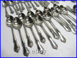 63 Pieces Oneida USA Arbor Rose True Rose Stainless Flatware