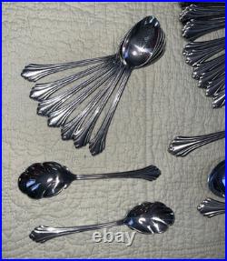 63 Set Piece Lot ONEIDA Bancroft Stainless Steel Flatware USA Knife Fork Spoon