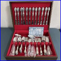 64 Pcs Serves 12 Cantata by Oneida Community Glossy Stainless WithBox VGC Some New