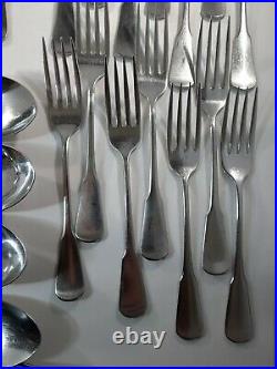 65 Pc. Mixed Lot Colonial Boston Minute Man Oneida Stainless Flatware Spoon Fork