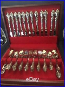 65 pc ONEIDA ROGERS ARBOR ROSE CHAPLET STAINLESS FLATWARE SERVICE FOR 12