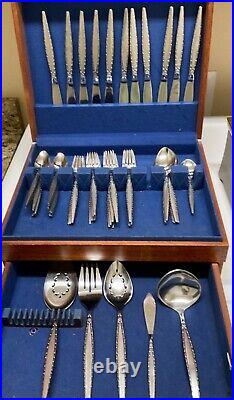 66 Pc Set Oneida Community Venetia Stainless Flatware Silverware Mid Century