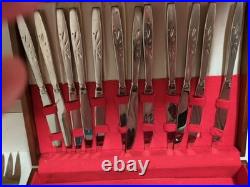 67 Pc Onieda Will O' Wisp Stainless Flatware Set For 12 + Heirloom Cube Mark