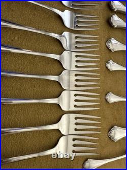 (7) 4 Piece Settings (withteaspoons) +serv ONEIDA Falkirk Stainless Steel Flatware