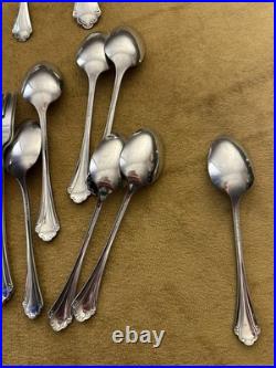 (7) 4 Piece Settings (withteaspoons) +serv ONEIDA Falkirk Stainless Steel Flatware