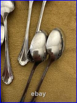 (7) 4 Piece Settings (withteaspoons) +serv ONEIDA Falkirk Stainless Steel Flatware