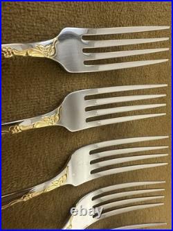 (7) DINNER FORKS Oneida Community GOLDEN BELLE ROSE Stainless Flatware