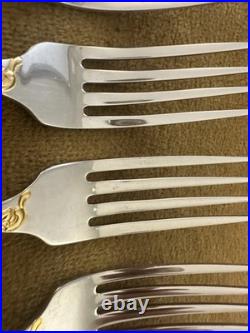 (7) DINNER FORKS Oneida Community GOLDEN BELLE ROSE Stainless Flatware