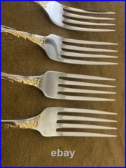 (7) DINNER FORKS Oneida Community GOLDEN BELLE ROSE Stainless Flatware