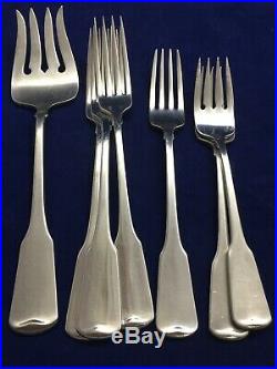 7 Oneida American Colonial Dinner Salad Serving Fork Stainless Cube Mark Lot