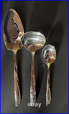 72 Pc MCM Oneida Community Stainless Flatware Set Twin Star Atomic Starburst VTG