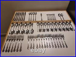 72 Pieces 1881 Rogers Oneida USA Stainless Flatware Set ARBOR ROSE TRUE ROSE