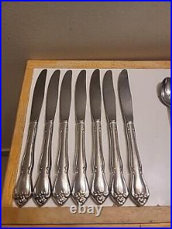 72 Pieces 1881 Rogers Oneida USA Stainless Flatware Set ARBOR ROSE TRUE ROSE