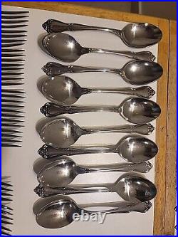 72 Pieces 1881 Rogers Oneida USA Stainless Flatware Set ARBOR ROSE TRUE ROSE