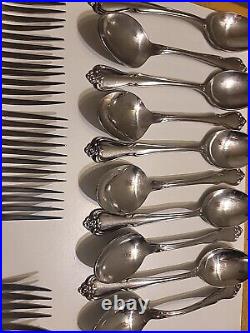 72 Pieces 1881 Rogers Oneida USA Stainless Flatware Set ARBOR ROSE TRUE ROSE