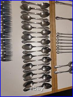 72 Pieces 1881 Rogers Oneida USA Stainless Flatware Set ARBOR ROSE TRUE ROSE