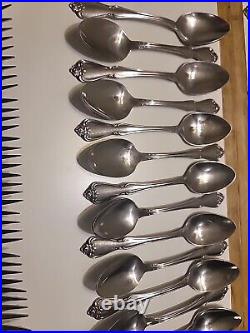 72 Pieces 1881 Rogers Oneida USA Stainless Flatware Set ARBOR ROSE TRUE ROSE