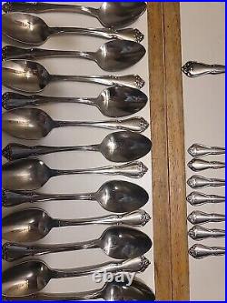 72 Pieces 1881 Rogers Oneida USA Stainless Flatware Set ARBOR ROSE TRUE ROSE