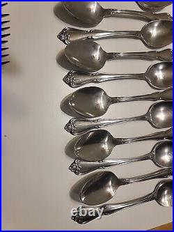 72 Pieces 1881 Rogers Oneida USA Stainless Flatware Set ARBOR ROSE TRUE ROSE