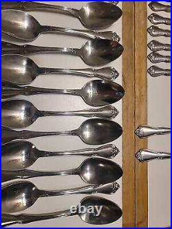 72 Pieces 1881 Rogers Oneida USA Stainless Flatware Set ARBOR ROSE TRUE ROSE