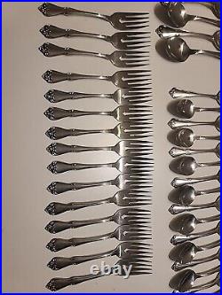 72 Pieces 1881 Rogers Oneida USA Stainless Flatware Set ARBOR ROSE TRUE ROSE