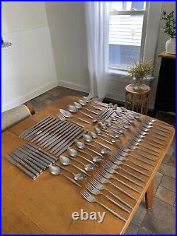 73 Pcs Venetia Oneida Community Mid Century Venetia Stainless Flatware EUC