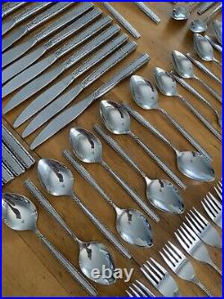 73 Pcs Venetia Oneida Community Mid Century Venetia Stainless Flatware EUC