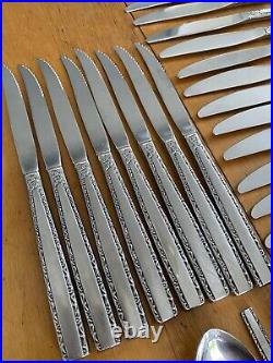 73 Pcs Venetia Oneida Community Mid Century Venetia Stainless Flatware EUC