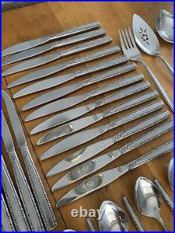 73 Pcs Venetia Oneida Community Mid Century Venetia Stainless Flatware EUC