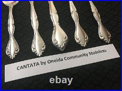 74 Pcs Serves 12 Cantata by Oneida Community Glossy Stainless / 14Tea's Free S&H
