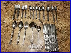 75 pc Oneida Floral Flatware Complete Service for 10 Stainless Wm A Rogers