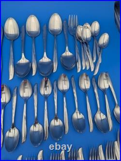 76 Pcs Oneida Stainless Twin Star Flatware Service for 12 plus Serving Pieces