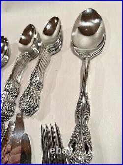 77 Cube Oneida Michelangelo Stainless Flatware Service for 11 Serving Spoon Nice